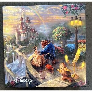 Thomas Kinkade Disney Beauty & The Beast Falling In Love 750 Pc Puzzle COMPLETE